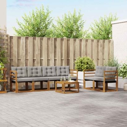 Set de canapele de exterior 7 pcs Gri natural și deschis GartenMobel Dekor