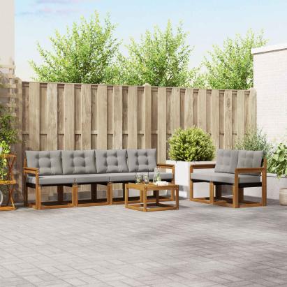 Set de canapele de exterior 7 pcs Gri natural și deschis GartenMobel Dekor