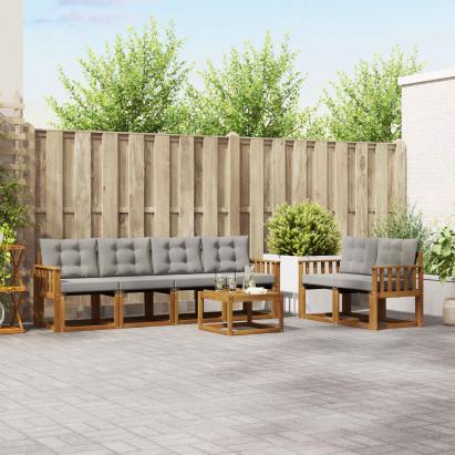 Set de canapele de exterior 7 pcs Gri natural și deschis GartenMobel Dekor