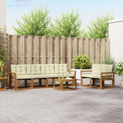 Set de canapele de exterior cu pernă 7 pcs Natural și Crem GartenMobel Dekor