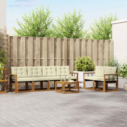 Set de canapele de exterior cu pernă 7 pcs Natural și Crem GartenMobel Dekor