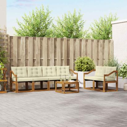 Set de canapele de exterior cu pernă 7 pcs Natural și Crem GartenMobel Dekor