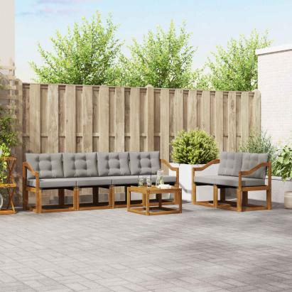 Set de canapele de exterior 7 pcs Gri natural și deschis GartenMobel Dekor
