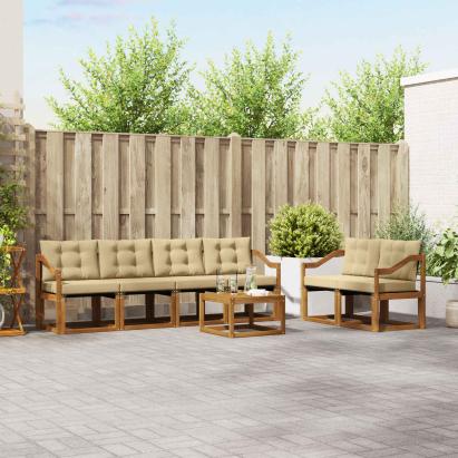Set de canapele de exterior cu pernă 7 pcs Natural și Bej GartenMobel Dekor