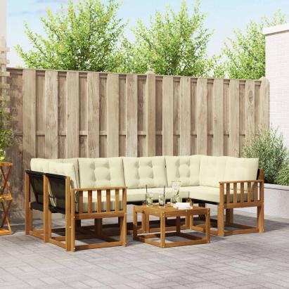 Set de canapele de exterior cu pernă 7 pcs Natural și Crem GartenMobel Dekor