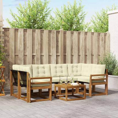 Set de canapele de exterior cu pernă 7 pcs Natural și Crem GartenMobel Dekor