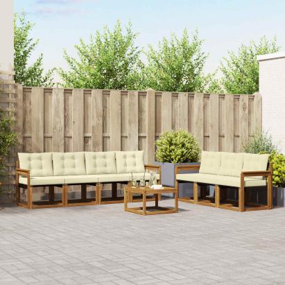 Set de canapele de exterior cu pernă 8 pcs Natural și Crem GartenMobel Dekor