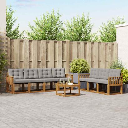 Set de canapele de exterior 8 pcs Gri natural și deschis GartenMobel Dekor