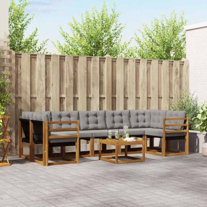 Set de canapele de exterior 8 pcs Gri natural și deschis GartenMobel Dekor