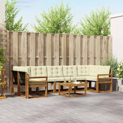 Set de canapele de exterior cu pernă 8 pcs Natural și Crem GartenMobel Dekor