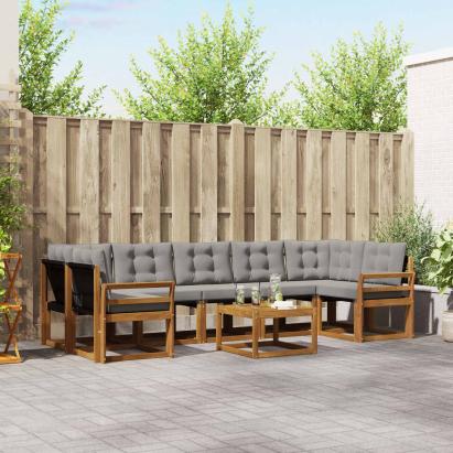 Set de canapele de exterior 8 pcs Gri natural și deschis GartenMobel Dekor