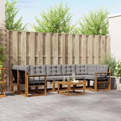 Set de canapele de exterior 8 pcs Gri natural și deschis GartenMobel Dekor