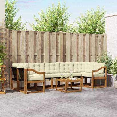 Set de canapele de exterior cu pernă 8 pcs Natural și Crem GartenMobel Dekor