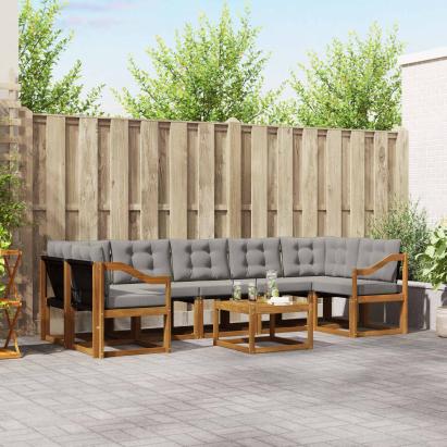 Set de canapele de exterior 8 pcs Gri natural și deschis GartenMobel Dekor