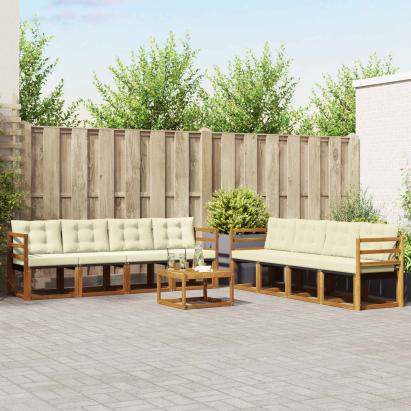 Set de canapele de exterior cu pernă 9 pcs Natural și Crem GartenMobel Dekor