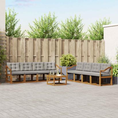 Set de canapele de exterior 9 pcs Gri natural și deschis GartenMobel Dekor