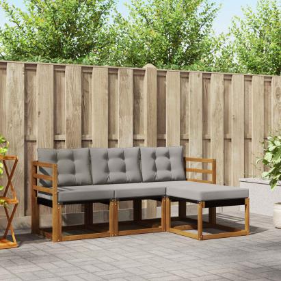 Set de canapele de exterior 4 pcs Gri natural și deschis GartenMobel Dekor