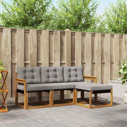 Set de canapele de exterior 4 pcs Gri natural și deschis GartenMobel Dekor