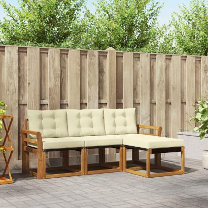 Set de canapele de exterior cu pernă 4 pcs Natural și Crem GartenMobel Dekor