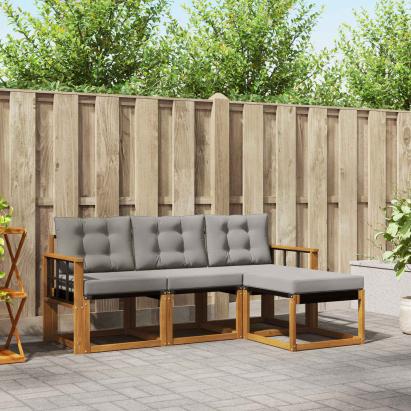 Set de canapele de exterior 4 pcs Gri natural și deschis GartenMobel Dekor