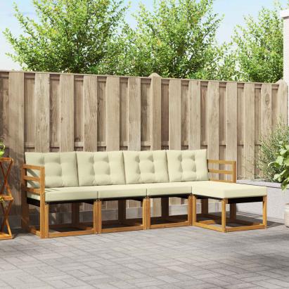 Set de canapele de exterior cu pernă 5 pcs Natural și Crem GartenMobel Dekor