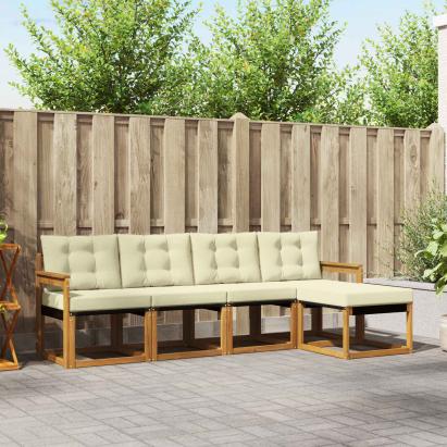 Set de canapele de exterior cu pernă 5 pcs Natural și Crem GartenMobel Dekor