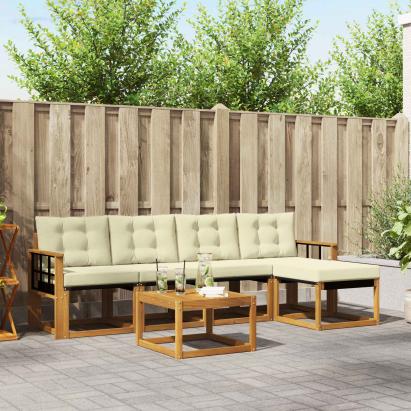 Set de canapele de exterior cu pernă 6 pcs Natural și Crem GartenMobel Dekor