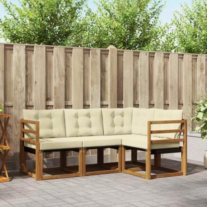 Set de canapele de exterior cu pernă 4 pcs Natural și Crem GartenMobel Dekor