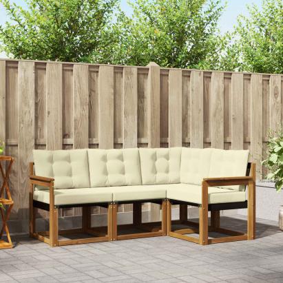 Set de canapele de exterior cu pernă 4 pcs Natural și Crem GartenMobel Dekor