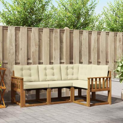 Set de canapele de exterior cu pernă 4 pcs Natural și Crem GartenMobel Dekor