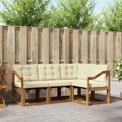 Set de canapele de exterior cu pernă 4 pcs Natural și Crem GartenMobel Dekor