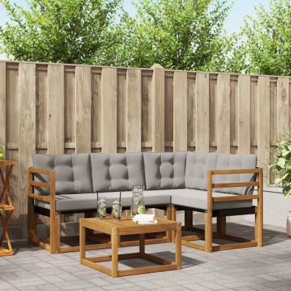 Set de canapele de exterior 5 pcs Gri natural și deschis GartenMobel Dekor