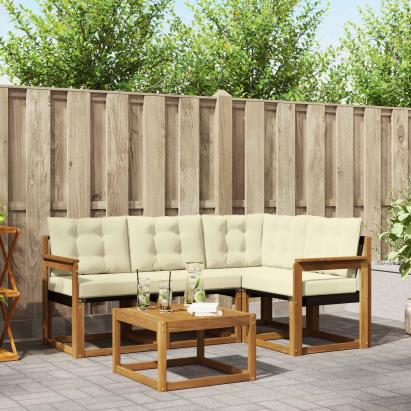 Set de canapele de exterior cu pernă 5 pcs Natural și Crem GartenMobel Dekor