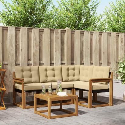 Set de canapele de exterior cu pernă 5 pcs Natural și Bej GartenMobel Dekor