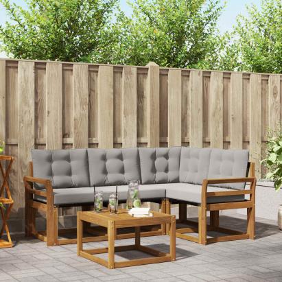 Set de canapele de exterior 5 pcs Gri natural și deschis GartenMobel Dekor