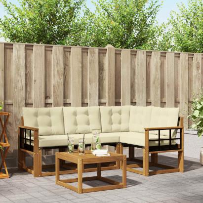 Set de canapele de exterior cu pernă 5 pcs Natural și Crem GartenMobel Dekor