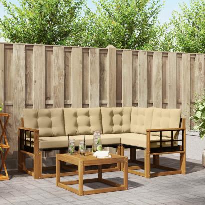 Set de canapele de exterior cu pernă 5 pcs Natural și Bej GartenMobel Dekor