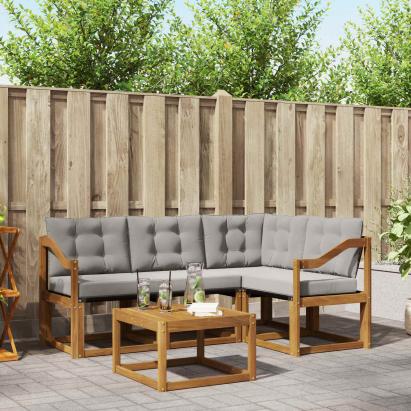 Set de canapele de exterior 5 pcs Gri natural și deschis GartenMobel Dekor