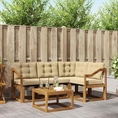 Set de canapele de exterior cu pernă 5 pcs Natural și Bej GartenMobel Dekor