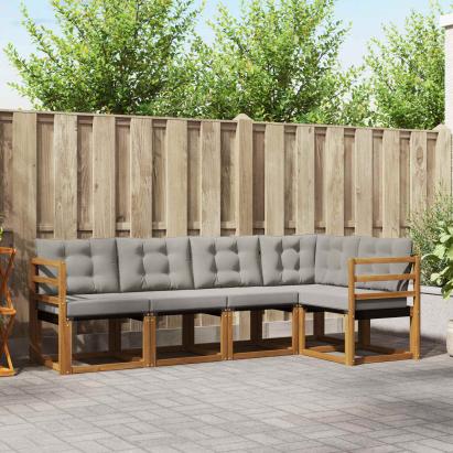 Set de canapele de exterior 5 pcs Gri natural și deschis GartenMobel Dekor