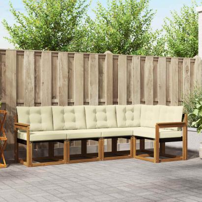 Set de canapele de exterior cu pernă 5 pcs Natural și Crem GartenMobel Dekor