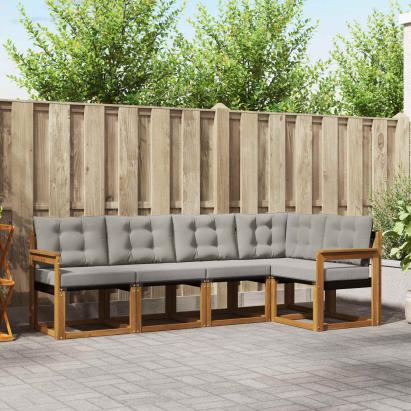 Set de canapele de exterior 5 pcs Gri natural și deschis GartenMobel Dekor