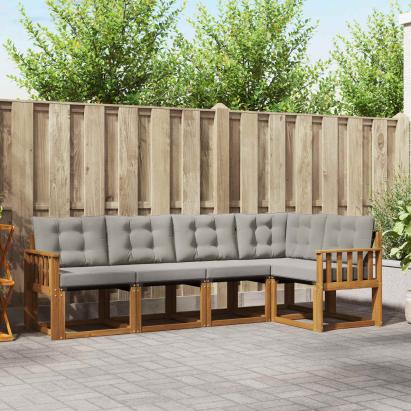 Set de canapele de exterior 5 pcs Gri natural și deschis GartenMobel Dekor