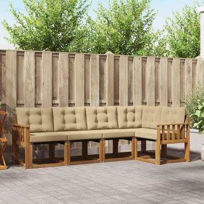 Set de canapele de exterior cu pernă 5 pcs Natural și Bej GartenMobel Dekor