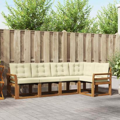 Set de canapele de exterior cu pernă 5 pcs Natural și Crem GartenMobel Dekor