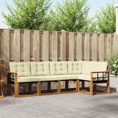 Set de canapele de exterior cu pernă 5 pcs Natural și Crem GartenMobel Dekor