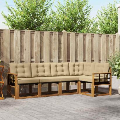 Set de canapele de exterior cu pernă 5 pcs Natural și Bej GartenMobel Dekor