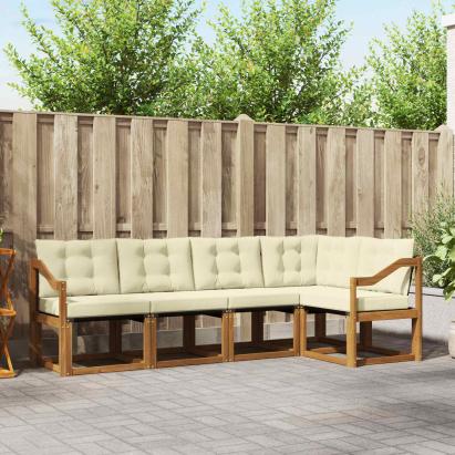 Set de canapele de exterior cu pernă 5 pcs Natural și Crem GartenMobel Dekor