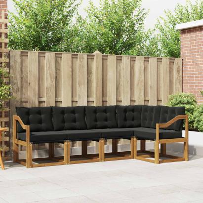Set de canapele de exterior cu pernă 5 pcs Natural și Negru GartenMobel Dekor