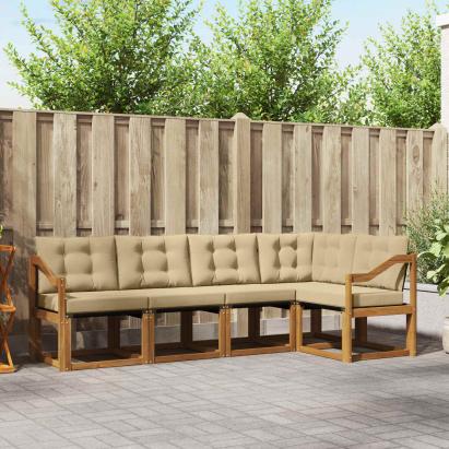 Set de canapele de exterior cu pernă 5 pcs Natural și Bej GartenMobel Dekor